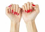 Women Hands With Nail Manicure Stock Photo