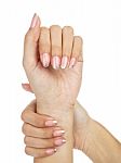 Women Hands With Nail Manicure Stock Photo