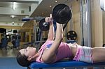 Women Workout With Barbells In Gym Stock Photo