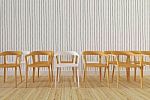 Wood Chairs With Wooden Wall Background-3d Rendering Stock Photo