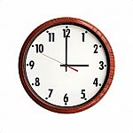 Wood Grain Framed Clock Stock Photo