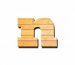 Wooden Alphabet Letter With Drop Shadow On White Background, N Stock Photo