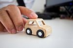 Wooden Car On A Table Stock Photo