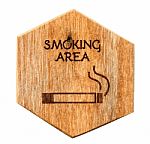 Wooden Designated Smoking Area Sign Stock Photo