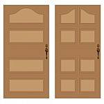 Wooden Door On A White Background. Wooden Texture Stock Photo