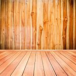 Wooden Interior Background Of Floor And Wall Stock Photo