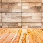 Wooden Interior Background Of Floor And Wall Stock Photo