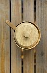 Wooden Sugar Bow On Wood Background Stock Photo