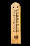 Wooden Thermometer Stock Photo