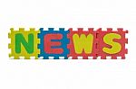 Word News Formed With Colorful Foam Puzzle Toy Isolated On White Stock Photo