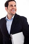 Worker With Laptop Stock Photo