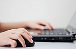 Working With Laptop Stock Photo
