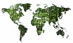 World Map With Tree Stock Photo
