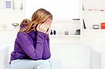 Worried Teenage Girl At Home Stock Photo