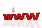 Www With 3d Men Stock Photo