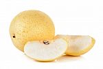 Yellow Pear Isolated On The White Background Stock Photo