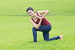 Yoga Pose And Stretch Stock Photo