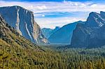 Yosemite National Park Tunnel View At The Valley Stock Photo