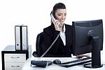 Young And Pretty Business Woman Talking Over Phone Stock Photo