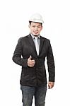 Young Asian Engineering Man Standing By Wearing Western Suit And Stock Photo