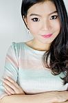 Young Asian Woman Smiling Stock Photo