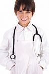 Young Boy Dressed As Doctor Stock Photo