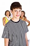 Young Boy With Family Stock Photo