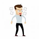 Young Businessman Cartoon Angry Stock Photo