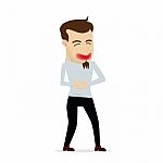 Young Businessman Cartoon Laughing Stock Photo