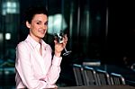 Young Corporate Woman Drinking Water Stock Photo