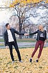 Young Couple In Park Stock Photo