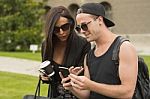 Young Couple Taking Selfies Stock Photo