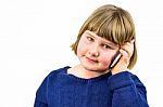 Young Dutch Girl Phoning With Mobile Phone Stock Photo