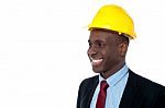 Young Engineer Looking Away Stock Photo