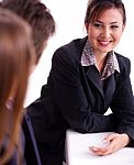 Young Enthusiastic Businesswoman Stock Photo