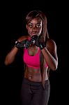 Young Fit Woman Boxing Stock Photo