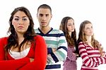 Young Friends With Folded Hands Stock Photo