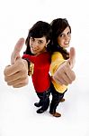 Young Friends With Thumbs Up Stock Photo