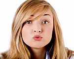 Young Girl Give Kiss To The Camera Stock Photo
