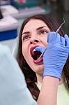 Young Girl Having Dental Check Up Stock Photo