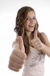 Young Girl with thumbs up Stock Photo