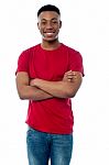 Young Guy Posing To The Camera Over White Stock Photo