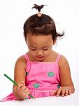 Young Kid Enjoying Drawing Stock Photo