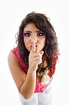 Young Lady Showing Silent Gesture Stock Photo