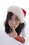 Young Lady Showing Silent Gesture Stock Photo