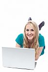 Young Lady Using Laptop Stock Photo