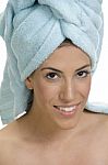 Young Lady Wearing Towel Stock Photo