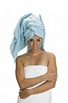 Young Lady Wearing Towel Stock Photo