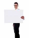 Young Male Holding Blank Board Stock Photo