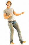Young Man Dancing With Headphone Stock Photo